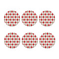 White Red And Beige Argyle Pattern Print Coaster Set