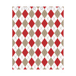 White Red And Beige Argyle Pattern Print Curtain
