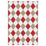 White Red And Beige Argyle Pattern Print Curtain