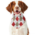 White Red And Beige Argyle Pattern Print Dog Bandana