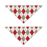 White Red And Beige Argyle Pattern Print Dog Bandana