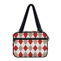White Red And Beige Argyle Pattern Print Double Strap Bible Bag