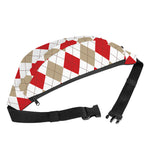 White Red And Beige Argyle Pattern Print Fanny Pack