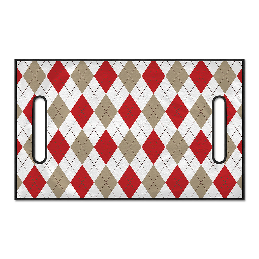 White Red And Beige Argyle Pattern Print Golf Cart Seat Cover