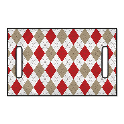 White Red And Beige Argyle Pattern Print Golf Cart Seat Cover