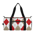 White Red And Beige Argyle Pattern Print Gym Bag