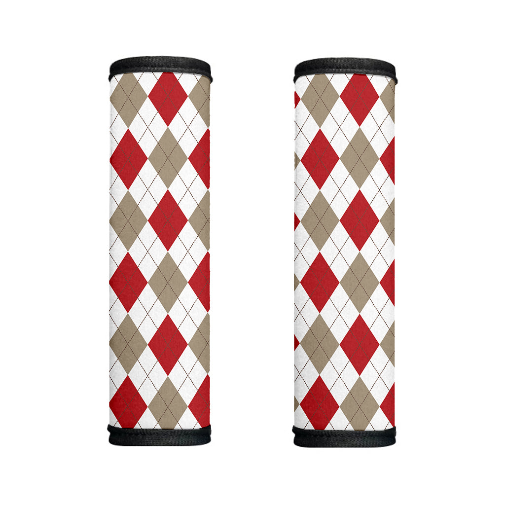 White Red And Beige Argyle Pattern Print Handle Covers
