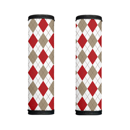 White Red And Beige Argyle Pattern Print Handle Covers