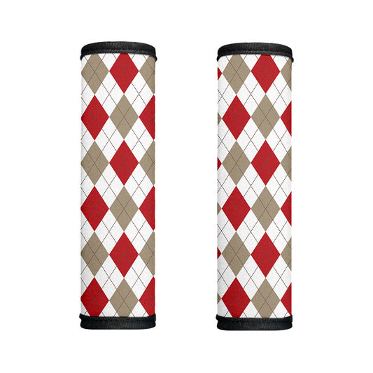 White Red And Beige Argyle Pattern Print Handle Covers