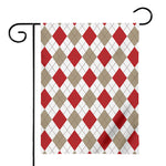 White Red And Beige Argyle Pattern Print House Flag