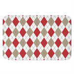 White Red And Beige Argyle Pattern Print Indoor Door Mat