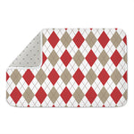White Red And Beige Argyle Pattern Print Indoor Door Mat