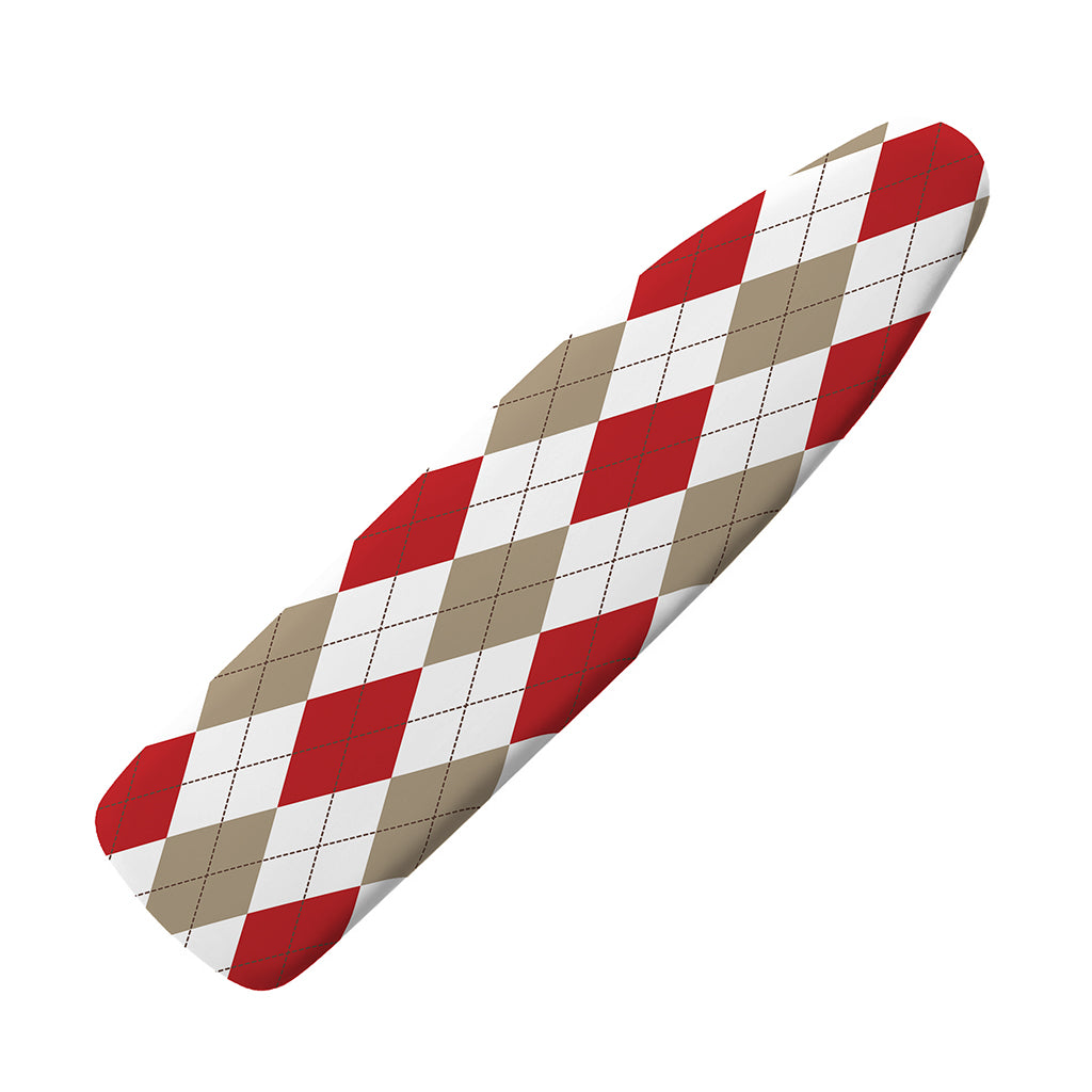 White Red And Beige Argyle Pattern Print Ironing Board Cover
