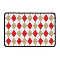 White Red And Beige Argyle Pattern Print Kitchen Mat