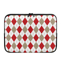 White Red And Beige Argyle Pattern Print Laptop Sleeve