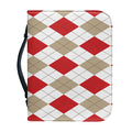 White Red And Beige Argyle Pattern Print Leather Bible Cover