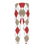 White Red And Beige Argyle Pattern Print Men's leggings