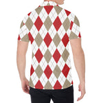 White Red And Beige Argyle Pattern Print Men's Shirt