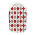 White Red And Beige Argyle Pattern Print Mesh Laundry Hamper