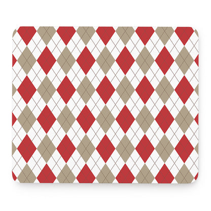 White Red And Beige Argyle Pattern Print Mouse Pad