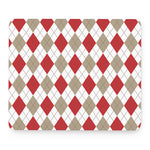 White Red And Beige Argyle Pattern Print Mouse Pad