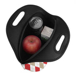 White Red And Beige Argyle Pattern Print Neoprene Lunch Bag