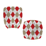 White Red And Beige Argyle Pattern Print Office Chair Cover