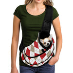 White Red And Beige Argyle Pattern Print Pet Sling Carrier