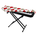 White Red And Beige Argyle Pattern Print Piano Keyboard Cover