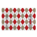 White Red And Beige Argyle Pattern Print Placemat