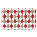 White Red And Beige Argyle Pattern Print Polyester Doormat