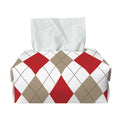 White Red And Beige Argyle Pattern Print Rectangle Tissue Box Cover
