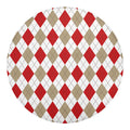 White Red And Beige Argyle Pattern Print Round Blanket