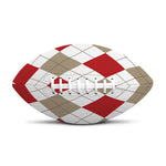 White Red And Beige Argyle Pattern Print Rugby Ball