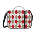 White Red And Beige Argyle Pattern Print Shoulder Strap Bible Bag