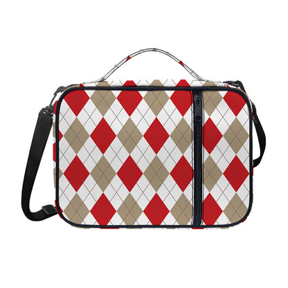 White Red And Beige Argyle Pattern Print Shoulder Strap Bible Bag