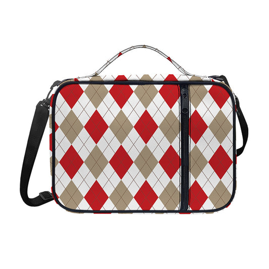 White Red And Beige Argyle Pattern Print Shoulder Strap Bible Bag
