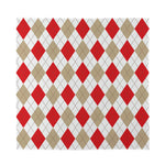 White Red And Beige Argyle Pattern Print Silk Bandana