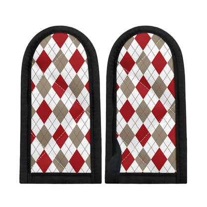White Red And Beige Argyle Pattern Print Skillet Handle Cover