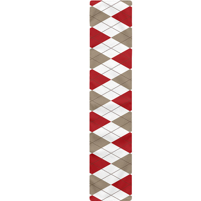 White Red And Beige Argyle Pattern Print Table Runner