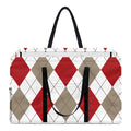 White Red And Beige Argyle Pattern Print Utility Tote Bag