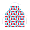White Red And Blue Argyle Pattern Print Adjustable Apron