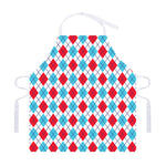 White Red And Blue Argyle Pattern Print Adjustable Apron