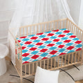 White Red And Blue Argyle Pattern Print Baby Crib Sheet
