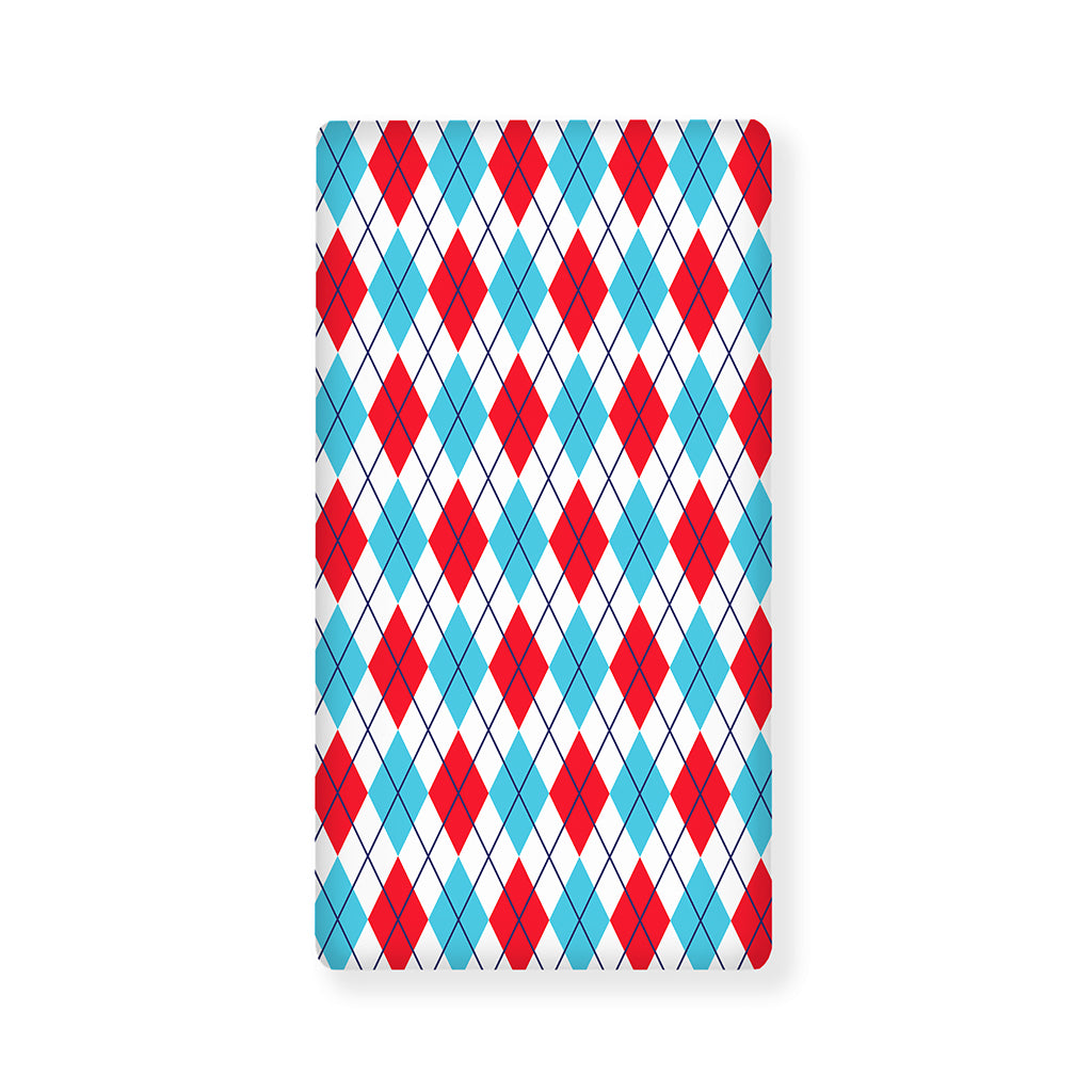 White Red And Blue Argyle Pattern Print Baby Crib Sheet