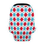 White Red And Blue Argyle Pattern Print Baby Seat Cover