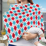 White Red And Blue Argyle Pattern Print Baby Seat Cover