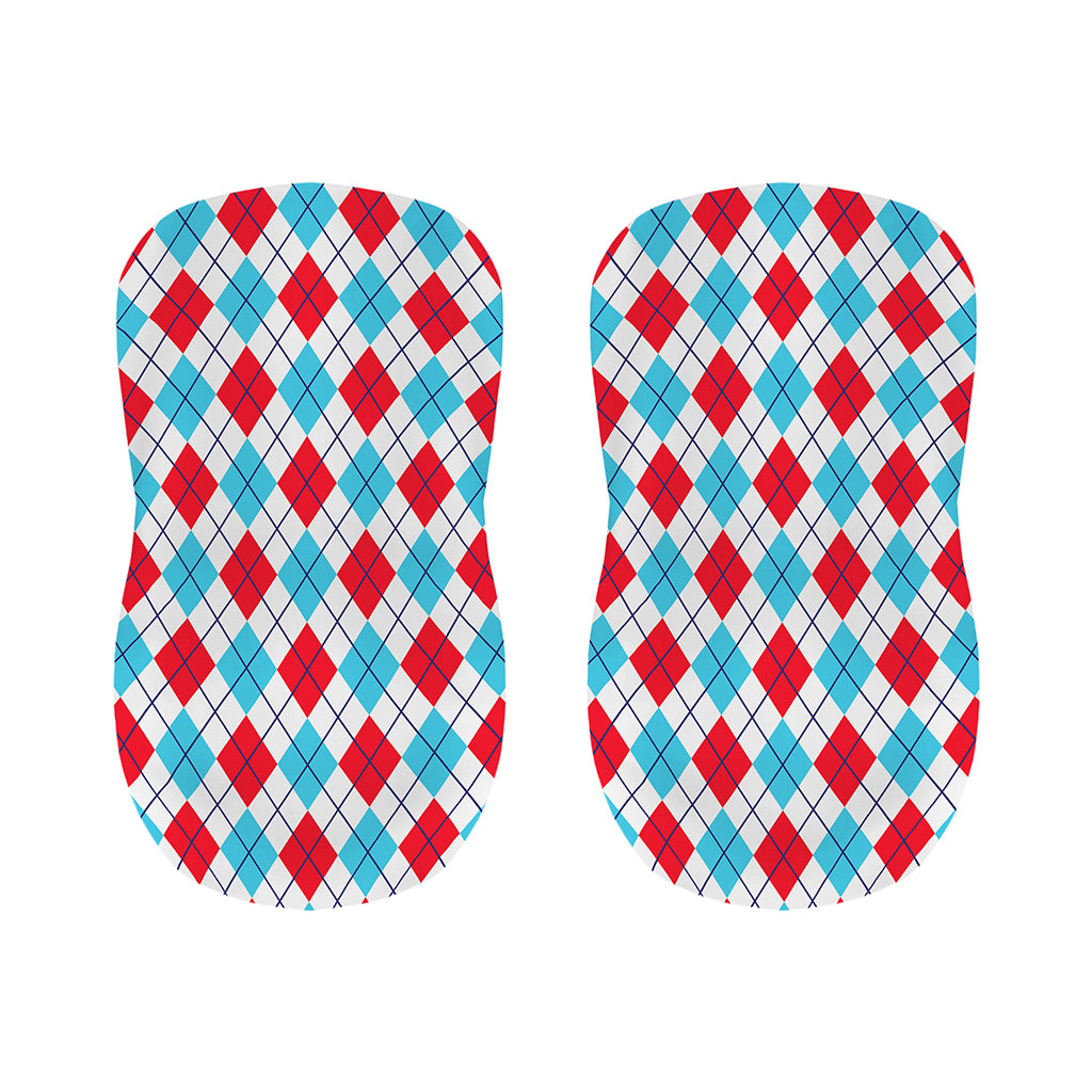 White Red And Blue Argyle Pattern Print Bar Stool Covers