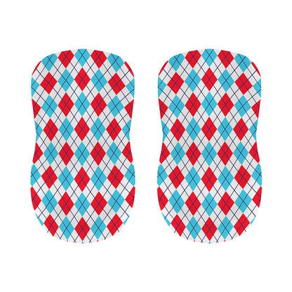 White Red And Blue Argyle Pattern Print Bar Stool Covers