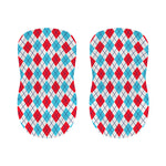 White Red And Blue Argyle Pattern Print Bar Stool Covers